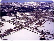 雪の町全景