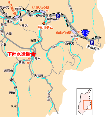 下叶水遺跡の場所の地図