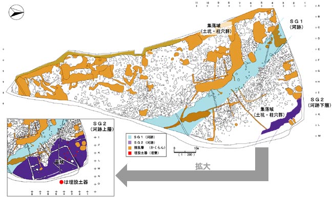 下叶水遺跡発掘調査結果地図