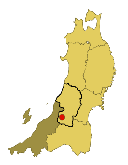 山形県小国町の場所を示している地図