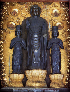 光岳寺の善光寺式三尊像の画像